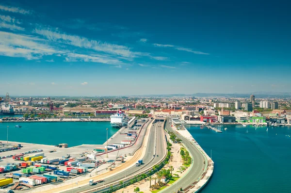 Valencia, Spain on July 12, 2015: View above on sea port.