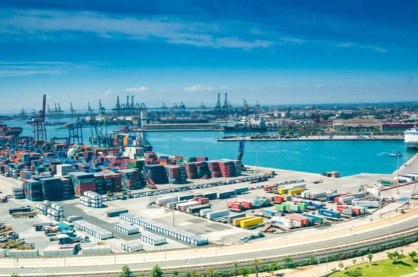 Valencia, Spain on July 12, 2015: View above on sea port. — Stock Photo, Image