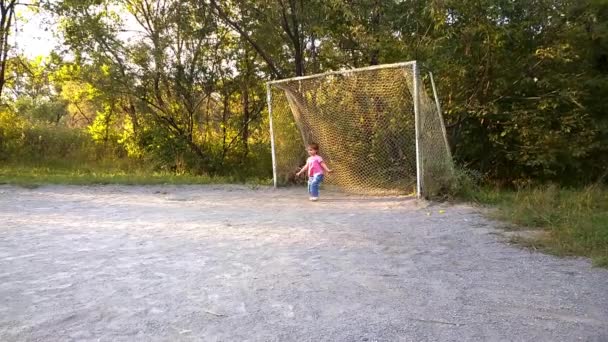 Little goalkeeper... — Stock Video