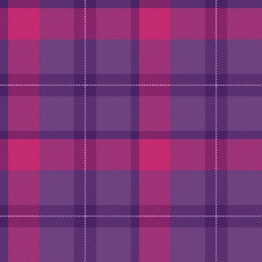 Yumuşak eflatun arkaplanı olan canlı, pürüzsüz bir ekoseli desen, modern ve dinamik bir görünüş için parlak, kesişen mor çizgiler, koyu mor ve pembe bir beyaz..