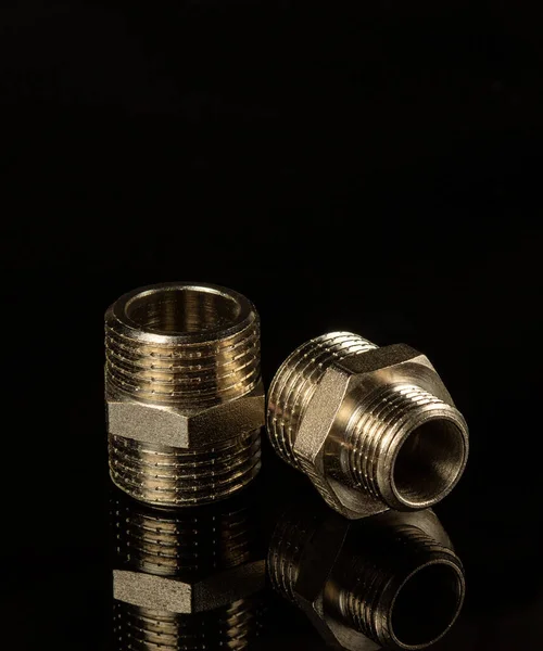 Brass Fittings Often Used Connect Gas Water Installations Fitting Connecting — Stock Photo, Image