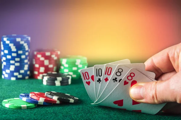 Poker Kaarten Met Full House Full Boat Combinatie Close Van — Stockfoto