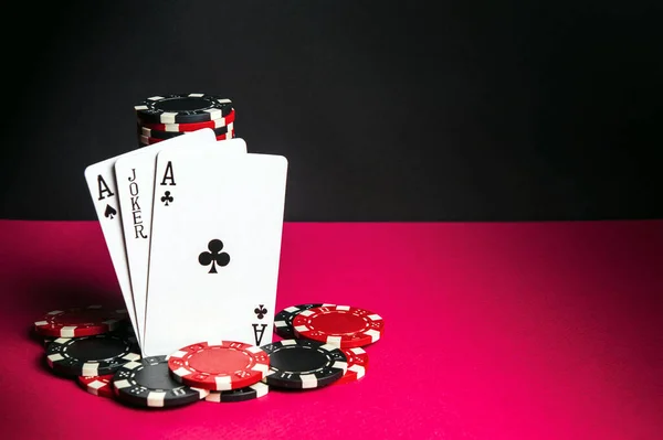 Покер Карты Тремя Видами Набор Комбинаций Крупным Планом Игральных Карт — стоковое фото
