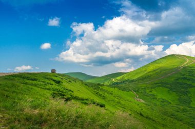 Dağların zirvesine çıkın. Karpatlar 'ın panoramik manzarası.