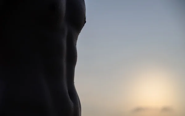 日没に対する強い人間の胴体 ロイヤリティフリーのストック画像