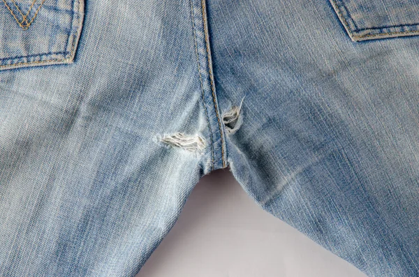 Slitna blå denim jeans konsistens — Stockfoto