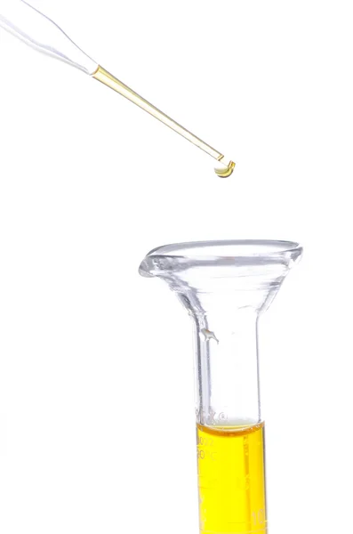 Test tubes and pipette drop, Laboratory Glassware for research — Stock Photo, Image
