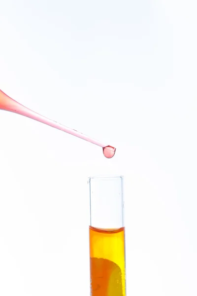 Test tubes and pipette drop, Laboratory Glassware for research — Stock Photo, Image