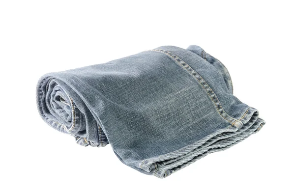 Rullar Blå jeans isolerad på vit bakgrund — Stockfoto