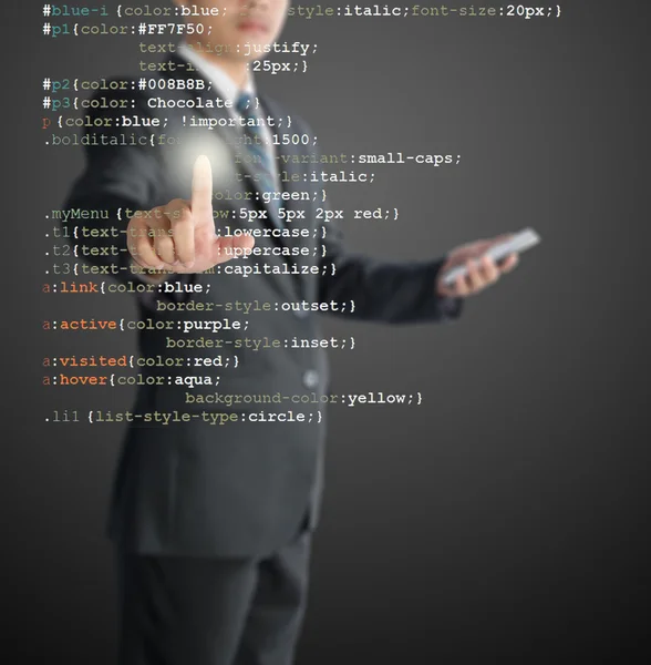 Programmer writing HTML code — Stock Photo, Image