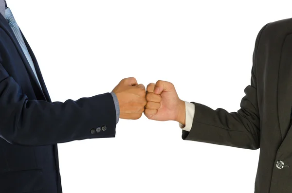 Two businessmen greeting with a fist bump isolated — Stock Photo, Image