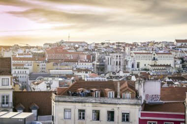 Günbatımı güzel Lizbon, Portekiz sermaye şehir üzerinde