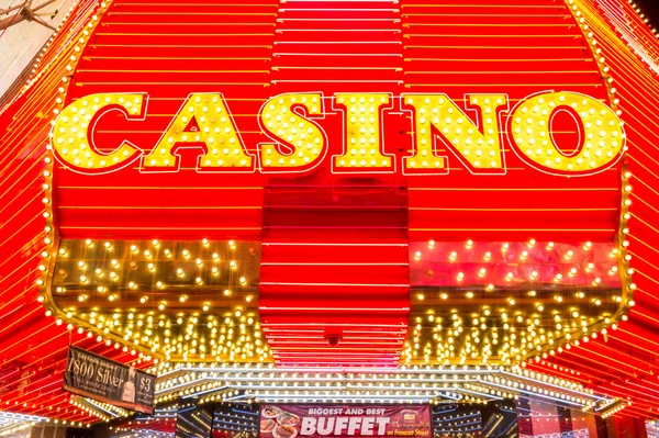 Casino neon on colorful Fremont street which is a part of famous — Stock Photo, Image