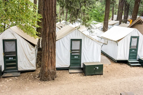 Szállás sátorban a Yosemite Nemzeti Park. — Stock Fotó