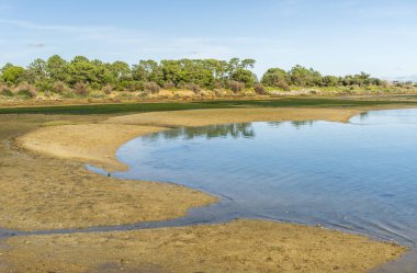 Ria Formosa Doğal Parkı 'nın güzel manzarası, Olhao, Algarve, Portekiz