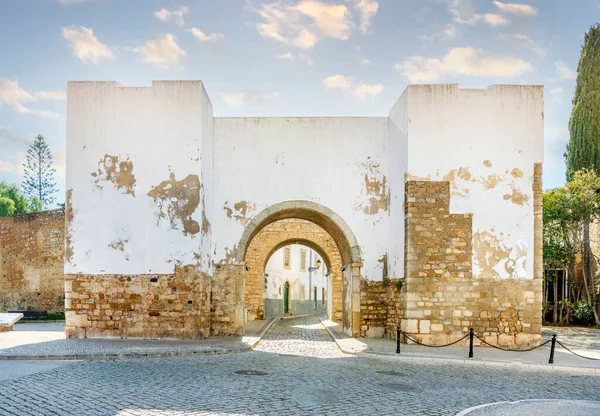 Entrada Através Muralhas Medievais Para Centro Histórico Faro Algarve Sul — Fotografia de Stock