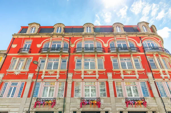 Belle Maison Urbaine Couleur Orange Vif Dans Centre Porto Nord — Photo