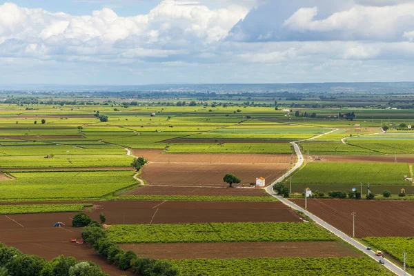 Mezőgazdasági Területek Táj Drámai Égbolttal Santarem Portugália — Stock Fotó