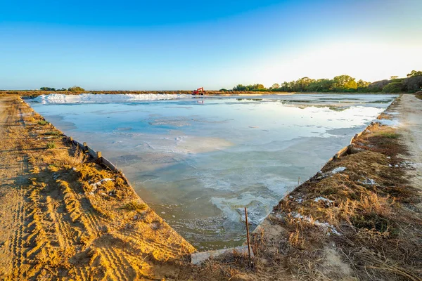 Pond Full Salt Evaporation Ocean Water Salines Faro Algarve Portugal — Stock Photo, Image