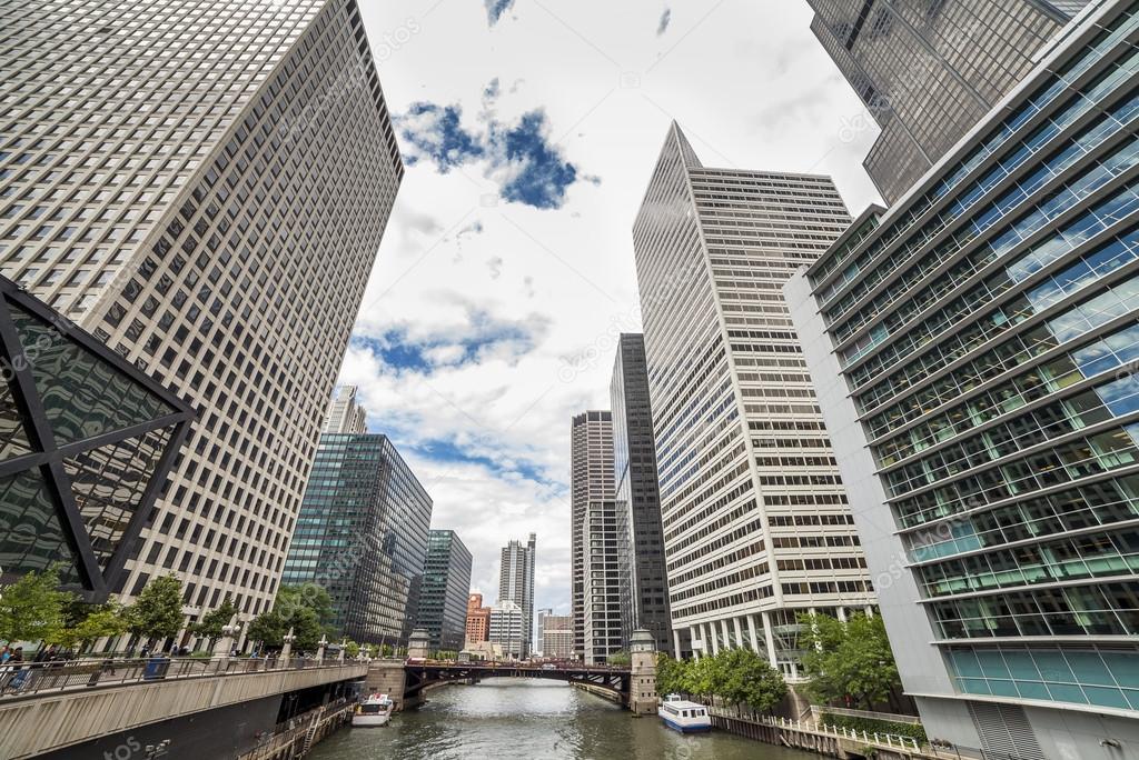 Skyscrapers by the Canal in Chicago