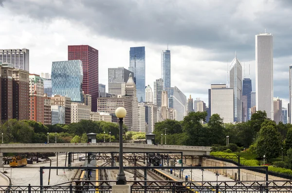 Infraestruturas ferroviárias em Chicago, Illinois — Fotografia de Stock