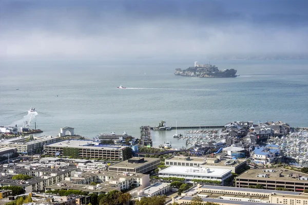 恶魔岛和 San Francisco 港 — 图库照片