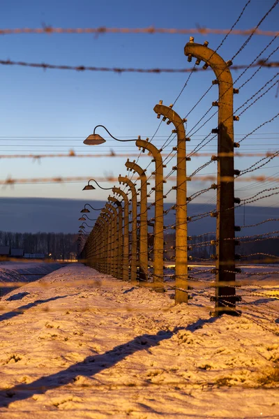 Fence around concentration camp of Auschwitz Birkenau, Poland — Stock Photo, Image