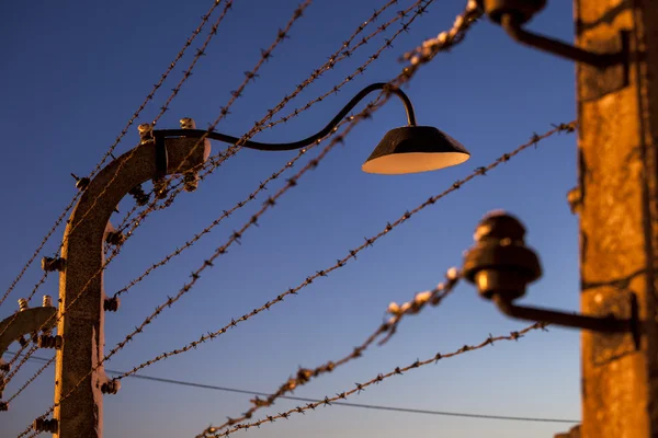 Fence around concentration camp of Auschwitz Birkenau, Poland — Stock Photo, Image