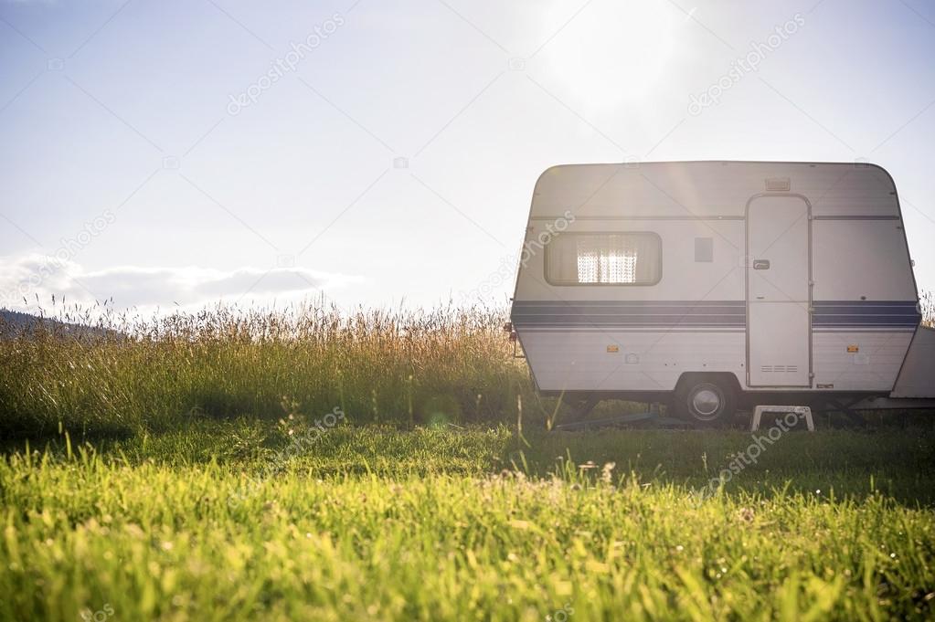 Caravan trailer on rural sunny setting