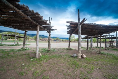 Taos Pueblo is example of a Pueblo Indians  architecture clipart