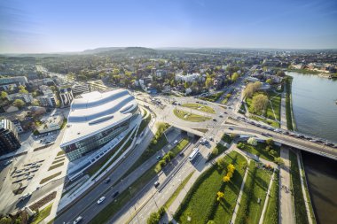 Yukarıdan Panoraması Krakow modern parçası 