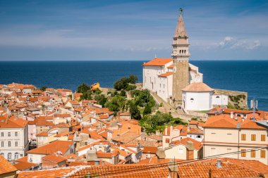 Panorama güzel Piran, Slovenya