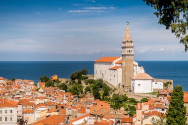 Panorama güzel Piran, Slovenya