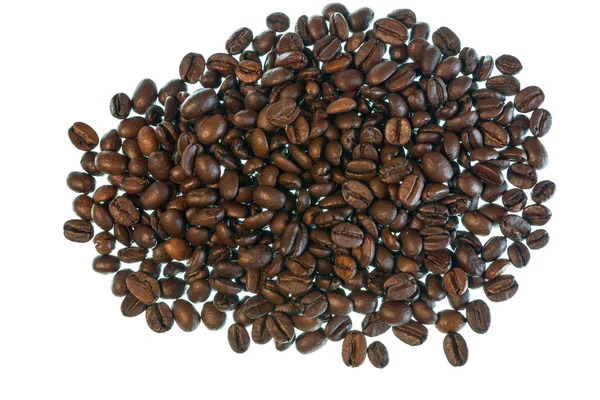 Granos de café sobre un fondo blanco. — Foto de Stock