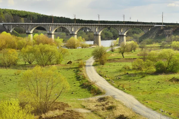 Railway bridge over the river — Stock Photo, Image