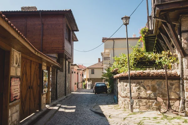 Detail fasády budov ve městě Sozopol. — Stock fotografie