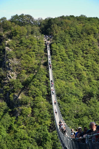 Geierlay Ponte Suspensão Oeste Alemanha — Fotografia de Stock