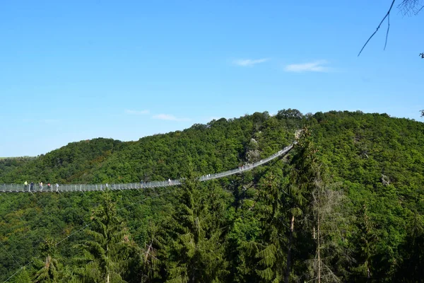 Geierlay Ponte Suspensão Oeste Alemanha — Fotografia de Stock