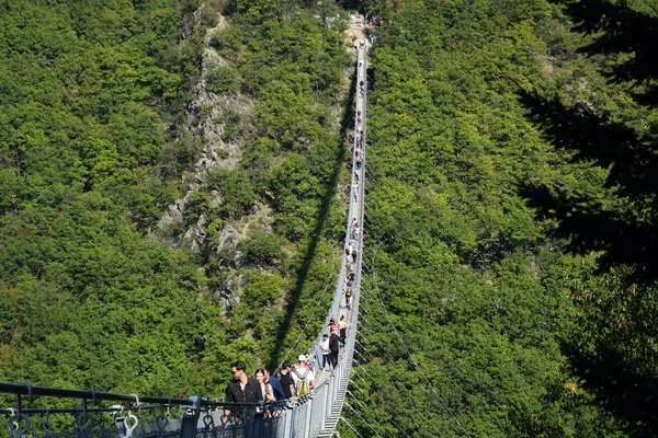 Geierlay Felfüggesztő Híd Nyugat Németországban — Stock Fotó