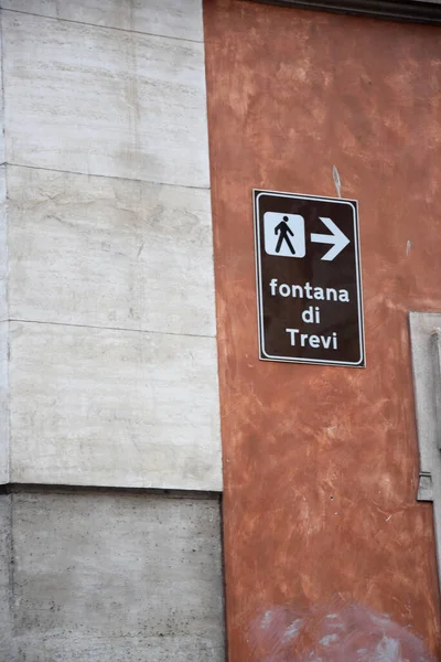 Panneau Menant Fontaine Trevi Rome Italie — Photo