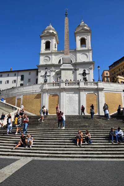 Escadarias Espanholas Chiesa Trinita Dei Monti Cidade Roma Itália — Fotografia de Stock