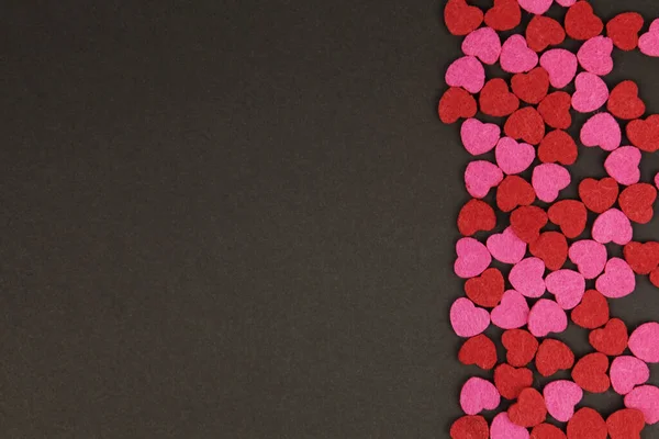 Серця Абстрактне Тло Рожевих Кольорах Чорній Текстурі Happy Valentine Day — стокове фото