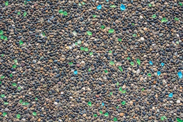 Texture Concrete Wall Covered Shards Multicolored Bottle Glass — Stock Photo, Image