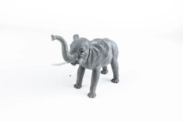 Grå Plast Leksak Elefant Isolerad Vit Bakgrund — Stockfoto