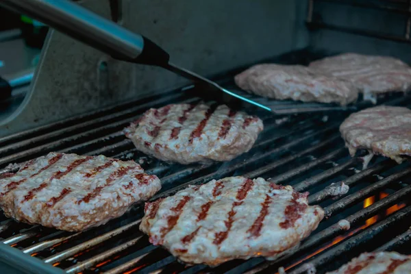 Daging Hamburger Berasap Yang Dipanggang Untuk Burger Bbq Panggang Patty — Stok Foto