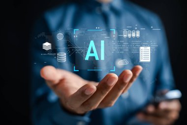 Veri katmanları, bulut depolama ve küresel dijital ağa sahip gelecekteki yapay zeka altyapısı. yapay zeka mimarisi, akıllı sistemler ve ölçeklenebilir teknoloji çözümleri.