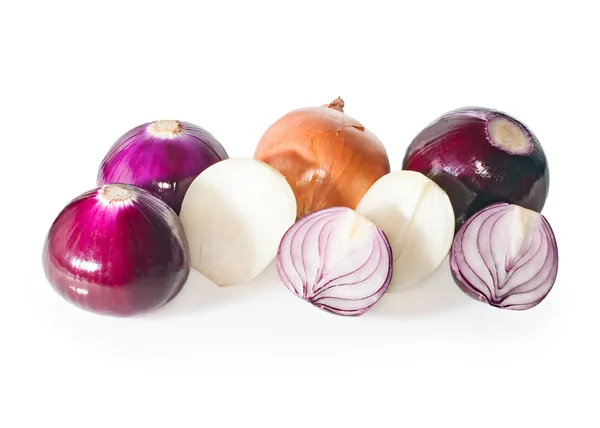 Red and golden onion isolated on white. — Stock Photo, Image