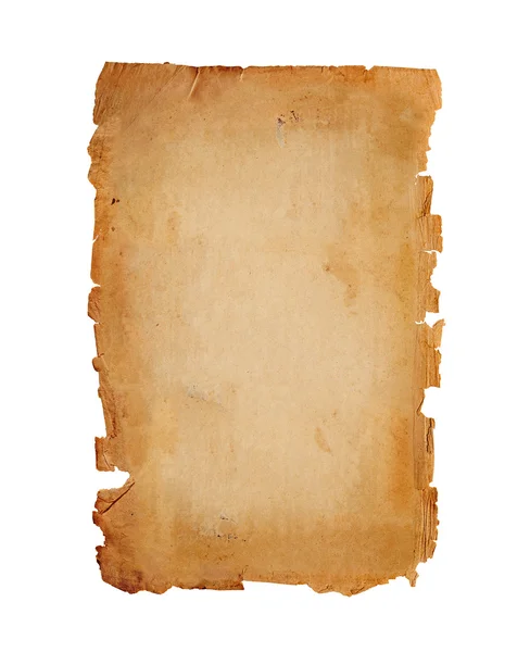 Старый чистый лист бумаги с пятнами и рваными темными краями с местом для текста . — стоковое фото
