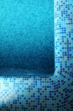 Otel spa merkezinde mavi fayanslı modern yüzme havuzunun arka planı