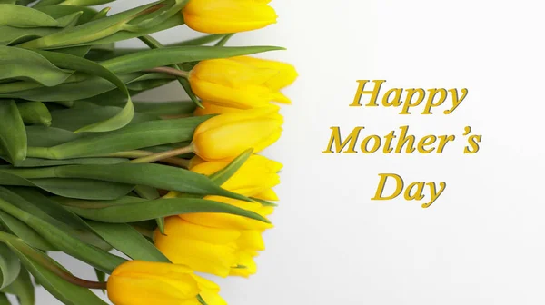 Happy Mother Day Greeting Card Mother Day Yellow Tulip Flowers — Stock Photo, Image